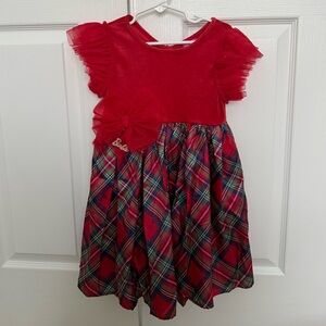 Girls Barbie Red and Blue Plaid Dress with Bow 5T